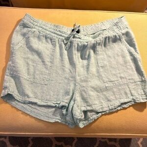 J. Crew Linen Striped Green Shorts